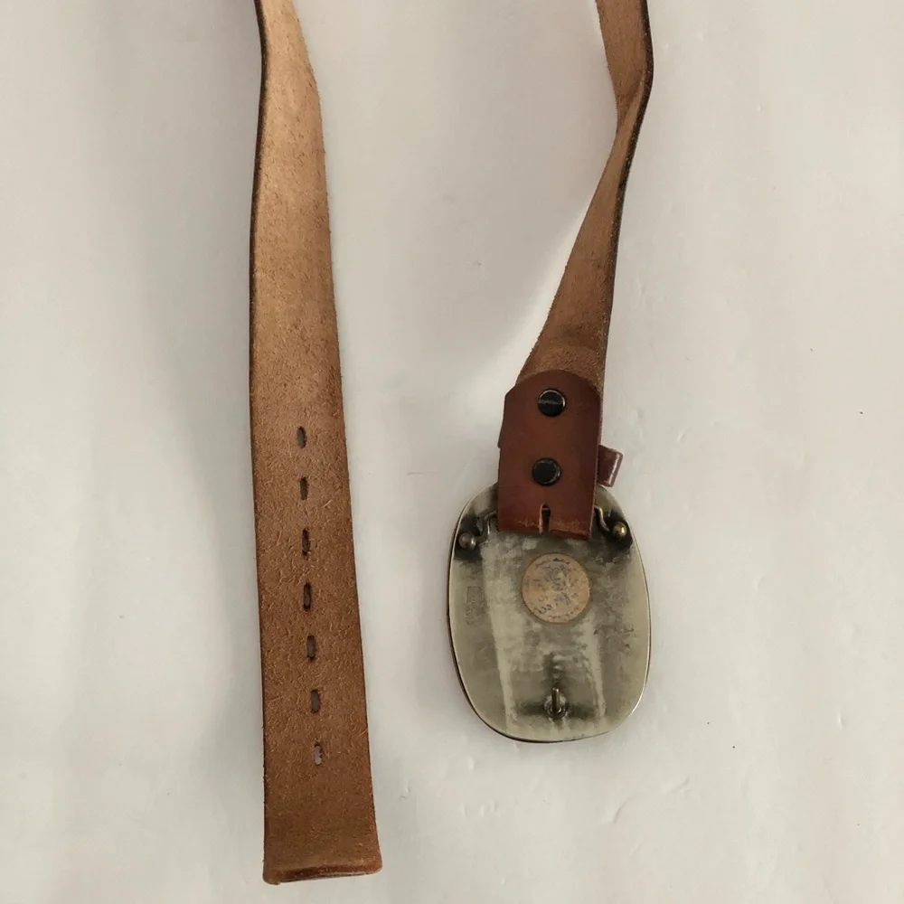 🔥Brown Leather Western Belt with Bull Rider Buckle
